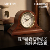 丽声（RHYTHM）日本品牌实木闹钟客厅台钟新中式欧式家用摆件桌面钟饰CRE957NR06 实木闹钟
