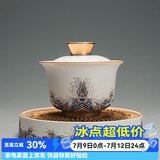 容山堂珐琅彩泡茶杯陶瓷主人杯单杯茶盏公道杯盖碗茶洗壶承茶壶功夫茶具 金丝珐琅壶承+盖碗套装 1个 150ml