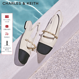 CHARLES&KEITH珠链绊带饰低跟凉鞋玛丽珍鞋女鞋子女生日礼物送女友CK1-70900382 CK1-70900382-2粉白色 37