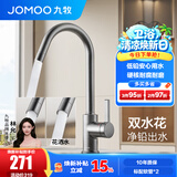 九牧（JOMOO）厨房水龙头 洗菜盆水龙头洗碗盆水槽冷热水龙头 防溅隔铅健康用水 A款-33080【爆款双水花-枪灰】