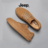 Jeep男鞋夏季2025新款板鞋男透气软底百搭休闲鞋潮流平底低帮运动鞋潮 咖啡色 42