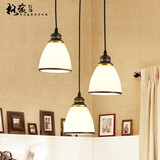 格蕴美式餐厅吊灯三头北欧现代简约创意复古田园个性吧台餐桌饭厅灯具 3头圆盘 黑描金*全光谱护眼