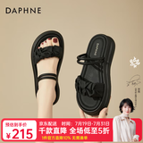 DAPHNE达芙妮两穿凉拖鞋女夏外穿新款夏季仙女风踩屎感平底百搭罗马凉鞋 黑色 4cm 40 (250mm) 标准码