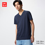 优衣库快干V领T恤/短袖男装女装/短袖26春夏新款484845 69 藏青色 XS