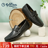 金利来（Goldlion）男鞋豆豆鞋夏季皮鞋男士皮鞋商务休闲鞋柔软乐福鞋男 黑色（偏大一码） 42