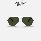 雷朋（RayBan）飞行员系列飞行员形金属太阳镜男女款墨镜开车出行眼镜0RB3025 L2823黑色镜框绿色镜片 尺寸58