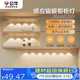 公牛（BULL）感应猫眼橱柜灯磁吸充电山丘光效展柜玄关氛围小夜灯 银26cm三色