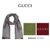 古驰（GUCCI）男女同款经典双G双面印花流苏爆款围巾深灰色 165904 3G646 1264