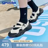 斐乐（FILA）FUSION斐乐玛丽珍凉鞋女鞋凉拖魔术贴海螺沙滩鞋 微白/黑-WB 38