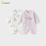 童泰婴儿连体衣春秋季纯棉新生儿衣服宝宝蝴蝶爬服和尚服紫色52cm