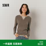 森马（Semir）森马毛衣女短款假两件含羊毛针织衫24冬新款保暖内搭109724107015