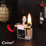 首领（CHIEF）煤油打火机小方格防风火机复古创意送男友生日礼物 【克罗心标志】礼盒套装