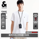 杰克·琼斯（JACK&JONES）26年男装四季打底T恤男士凉感透气多色情侣款短袖t恤水洗不易走形 A06白色 第二批 M 175