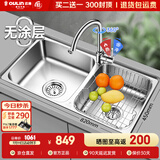 欧琳（OULIN）厨房水槽双槽洗菜盆双槽0涂层SUS304不锈钢加厚洗碗槽左右任选