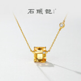 石头记（istone）天然黄水晶方糖项链时尚气质百搭切面水晶项链 切面黄水晶项链