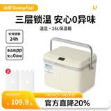山扉冰块保温箱露营摆摊车载保鲜便携式小冰箱温显保温箱26L-白色
