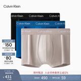 Calvin Klein内衣【吴晗同款】男士三条装ck低腰棉质透气防夹臀四角平角内裤男 U26648DL-太空黑/虹蓝/米白 3条 M