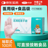可孚一次性医用手套100只pvc食品级橡胶手套透明加厚防护指套家用S码
