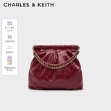 CHARLES&KEITH子母链条大容量流浪包托特包单肩斜挎包女包生日礼物CK2-40671449 【L号】Burgundy葡萄酒红色 L