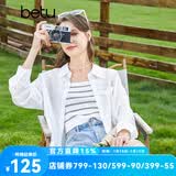 百图betu女装秋季新款衬衫百搭薄款口袋设计长袖衬衫女2307T44 白色 M