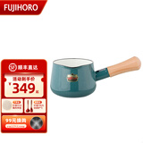 FUJIHORO 日本进口珐琅奶锅 铸铁锅单柄汤锅搪瓷宝宝辅食锅婴儿辅食锅奶锅 湖蓝【无盖】 12cm