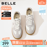 百丽（Belle）张凌赫同款女鞋子散文诗复古德训鞋简约情侣款休闲鞋B0992AM6 灰色-女款 38 (240mm)