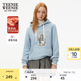 Teenie Weenie小熊秋冬装学院风蓝色T恤索罗娜加绒连帽卫衣套头衫 浅蓝色 S (160)