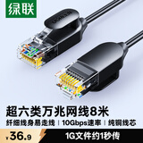 绿联超六类网线细线 CAT6A纯铜万兆成品跳线 家用电脑路由器光猫网络连接线 兼容千兆百兆宽带8米70655