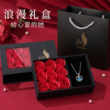建禄爱心形银项链女士吊坠轻奢高级锁骨链生日中秋礼物送女友妈妈老婆 永恒之心蓝钻银项链(证书+玫瑰礼盒）