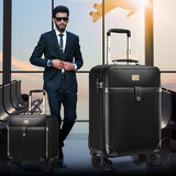 MINLUBAOLUO商务行李箱男拉杆箱万向轮女士旅行箱16/18/20英寸登机箱箱子 黑色 24英寸【竖款】需托运