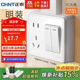 正泰（CHNT）明装开关插座面板 1c系列 二开双控五孔