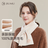 玖慕（JIUMU）纯羊毛小围巾女秋冬季女士提花保暖围脖女生冬天护颈穿插围巾
