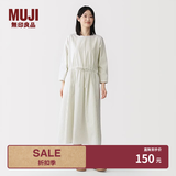 MUJI女式 轻盈 平纹套头连衣裙女装裙子长裙 26年春季连身裙 BC2QXC6S 米白色条纹 S (155/80A)