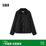 森马（Semir）复古巴恩风外套女短款宽松上衣秋纯棉灯芯绒翻领夹克101524108016