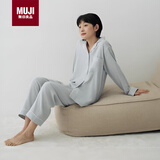 MUJI女式 无侧缝双层纱织 睡衣家居服套装纯棉女装26新 萨克森蓝6A M