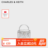 CHARLES&KEITH菱格链条手提斜挎小方包盒子包包女包七夕礼物送女友CK2-80782534 CK2-80782534-ASilver银色 小包