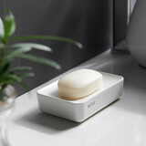非非猫肥皂盒双层沥水香皂盒洗手池肥皂架卫生间皂托皂碟浴室皂盒 【奶油白】双层沥水设计 加宽面板
