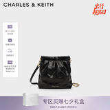 CHARLES&KEITH迷你菱格流浪包单肩斜挎双肩包包女包七夕礼物送女友CK2-60782390 【S号】Black黑色 S