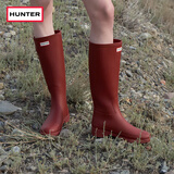 HUNTER【修饰腿型】户外露营女鞋Refined防水防滑高筒靴长筒靴网红女靴 军红色/MLR 37