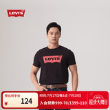 Levi's李维斯情侣美式宽松印花时尚简约舒适潮流纯棉圆领短袖T恤 黑色 002A0-0001 L