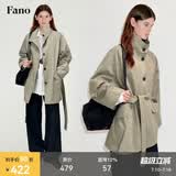 fano studios范洛Fano 慵懒氛围感重工分割水洗工艺质感松弛短风衣外套女春季 卡其灰第二批 M
