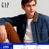 盖璞（GAP）男装春款纯棉工装拼接翻领多口袋夹克外套美版823703 深色水洗 XL 美码  2XL亚洲码185/108A