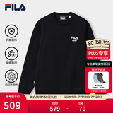 斐乐（FILA）官方男子套头运动卫衣秋季时尚休闲简约圆领套头衫长袖上衣男装 【加绒】正黑色-BK XL