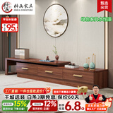 梓画实木电视柜茶几组合现代中式客厅伸缩落地柜子小户型简约储物家具 升级款（金丝胡桃木） 【套餐】电视柜+沙发组合