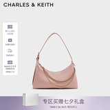 CHARLES&KEITH柔软拉链式褶皱单肩包腋下包包女包生日七夕礼物CK2-40782472 Light Pink浅粉色 S
