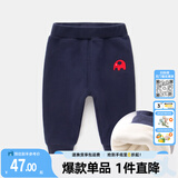 嘟嘟家宝宝裤子加厚冬装男新生儿童裤女童打底裤冬季儿童加绒裤婴儿vip 藏青 80