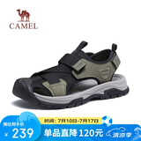 骆驼（CAMEL）男士户外休闲运动凉鞋包头洞洞沙滩鞋 G13M076103 黑/绿 41