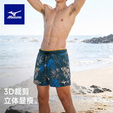 美津浓（MIZUNO）游泳裤男双层速干宽松沙滩裤防尴尬海边大码温泉短裤B3105黄XL