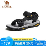 骆驼（CAMEL）户外沙滩鞋凉鞋涉水平底凉鞋男 A822162412 黑色 38