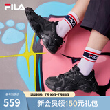 FILA 斐乐猫爪鞋4代女鞋老爹鞋情侣运动鞋复古时尚休闲鞋网面透气 【女款】黑-BK 38